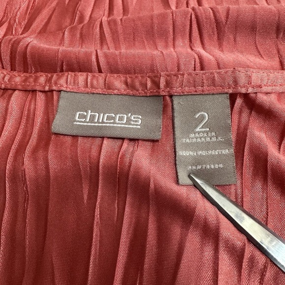 Chico's Orange Coral Crinkle Tank Top Sleeveless Round Neck Women's 2 US L - Picture 8 of 10
